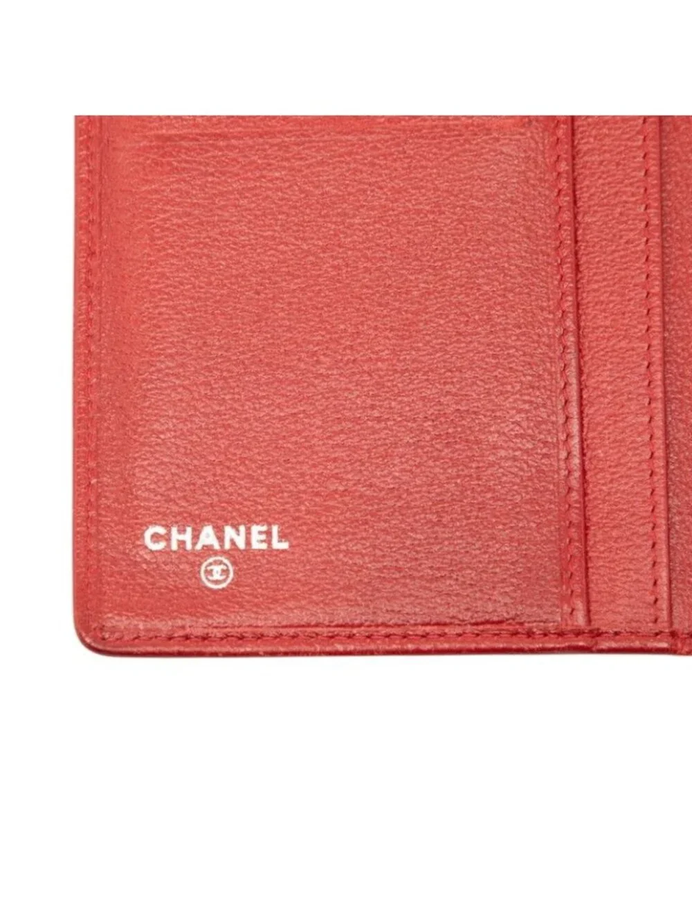 Chanel CC Logo Camellia Bifold Wallet Red Leather
